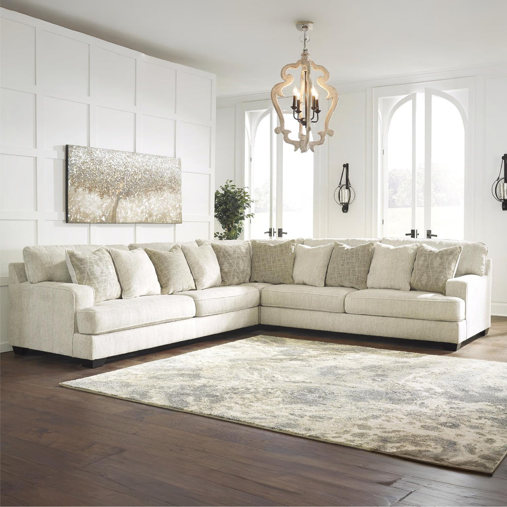 Beige Microfiber L-Shaped Sectional Sofa with Reversible Cushions