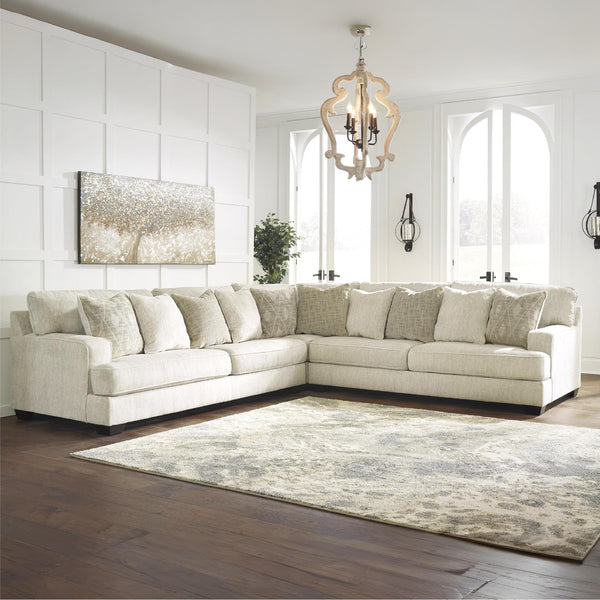 Beige Microfiber L-Shaped Sectional Sofa with Reversible Cushions
