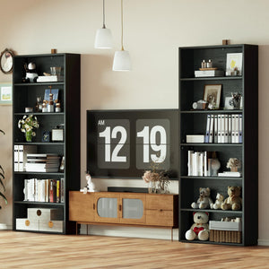 6-Tier Bookcase Set of 2, 70" Tall Floor Standing Bookshelf