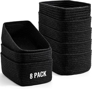 Small Woven Storage Baskets for Organizing – Set of 8
