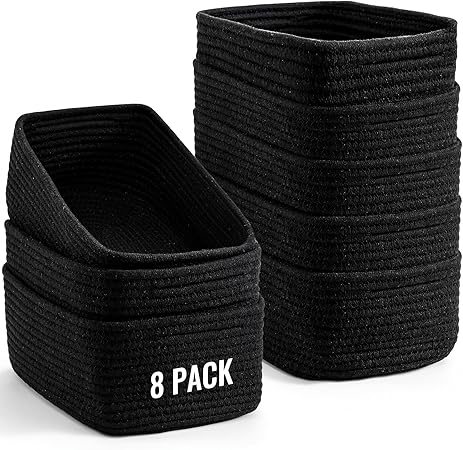 Small Woven Storage Baskets for Organizing – Set of 8