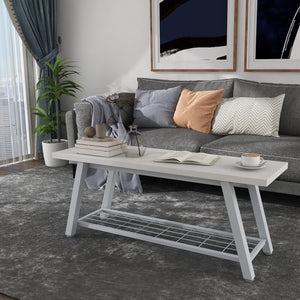 Industrial Entryway Storage Bench with Shoe Shelf