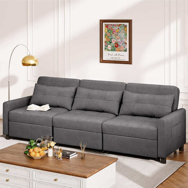 Convertible Sectional Sleeper Sofa with Adjustable Backrest & Ottoman