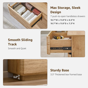 52" Wide 7-Drawer Dresser with Push-to-Open Storage