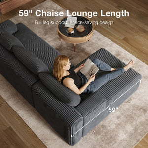 L-Shaped Modular Sectional Sofa with Coil Support