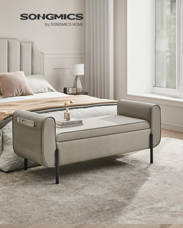 Storage Bench with Armrests and Ottoman Storage