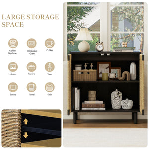 Seagrass Sideboard Buffet Cabinet with Adjustable Shelf