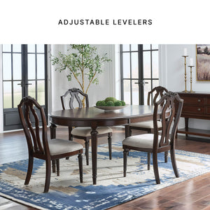 Traditional Upholstered Dining Chairs - Dark Brown & Tan, Set of 2
