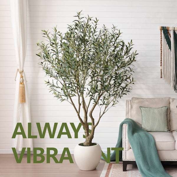 Artificial Olive Tree with Silk Leaves & White Pot