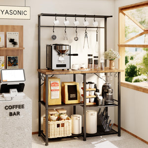 4-Tier Bakers Rack with Storage & Coffee Bar