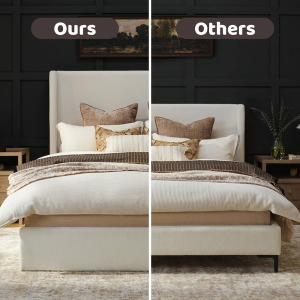 Queen/King Wingback Upholstered Platform Bed Frame