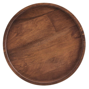 Round Wood Side Table with Tray Top
