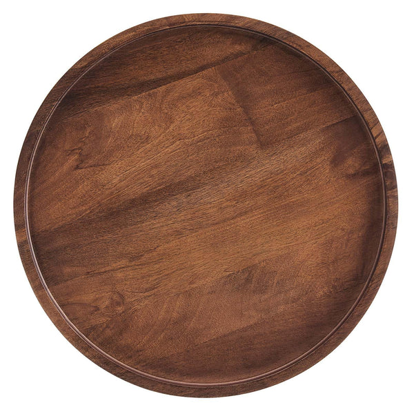 Round Wood Side Table with Tray Top