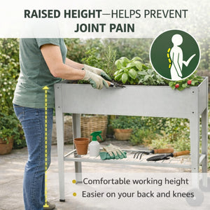 40" Raised Garden Bed with Wheels & Storage Shelf – Metal Planter Box