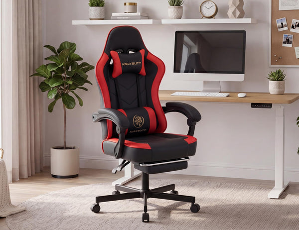 Ergonomic Gaming Chair with Footrest & Lumbar Support