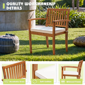 5-Piece Acacia Wood Outdoor Dining Set with Cushions