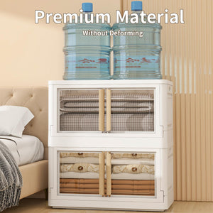Collapsible Storage Bins with Lids & Wheels – 92Qt Foldable Stackable Bins