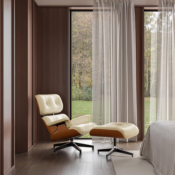 Mid-Century Chaise Lounge Chair with Ottoman
