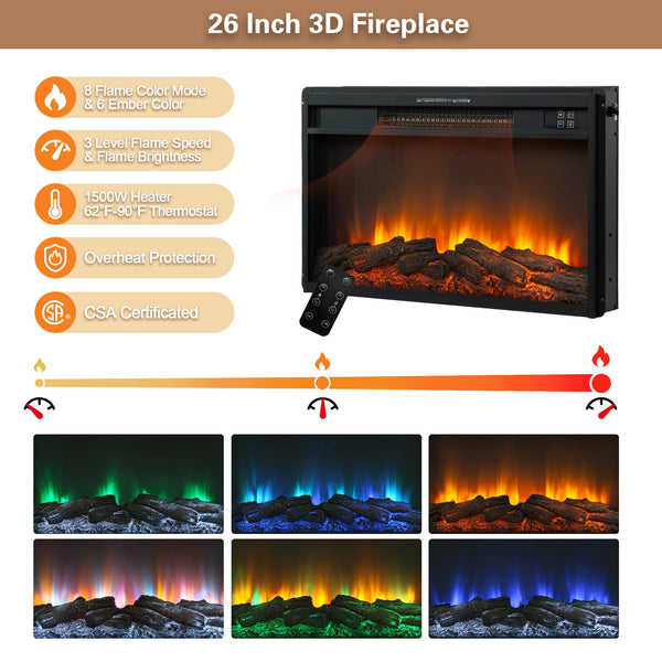 70" Fireplace TV Stand with LED Lights & Sliding Barn Door