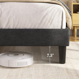 Platform Bed Frame with Adjustable Upholstered Headboard