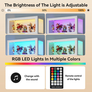 65" Tall Glass Display Cabinet with RGB LED Lights, 4-Tier Metal Curio Cabinet