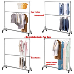 Z-Base Double Rod Garment Rack