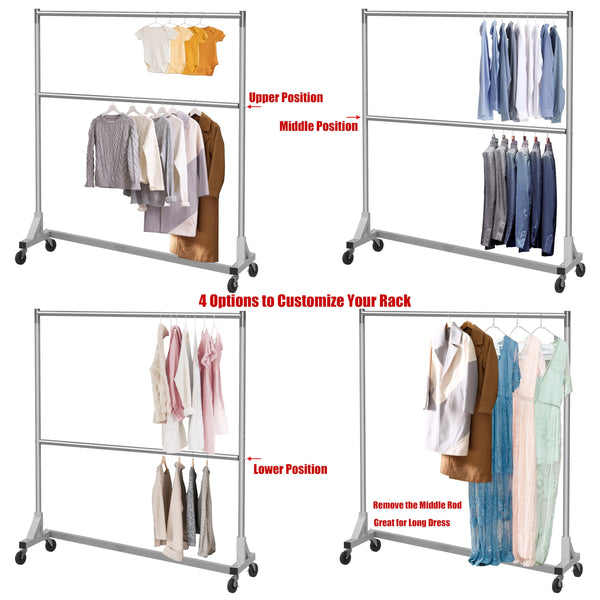 Z-Base Double Rod Garment Rack
