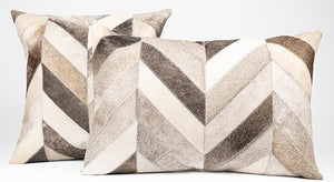 Genuine Cowhide Leather Patchwork Throw Pillow