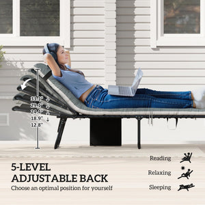 Folding Outdoor Chaise Lounge Chair Set of 2 with Adjustable Backrest