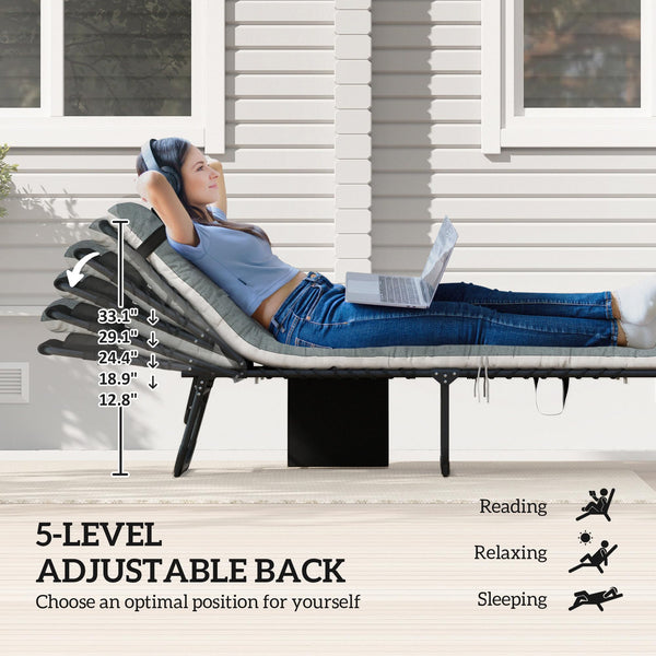 Folding Outdoor Chaise Lounge Chair Set of 2 with Adjustable Backrest
