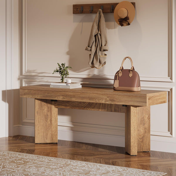 47-Inch Farmhouse Wooden Entryway Bench