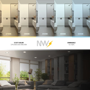 4 Inch Fire Rated LED Recessed Light – 12 Pack, 5 CCT Selectable, Dimmable, Canless Wafer Downlight