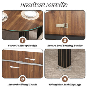 Round Extendable Dining Table with Leaf Extension