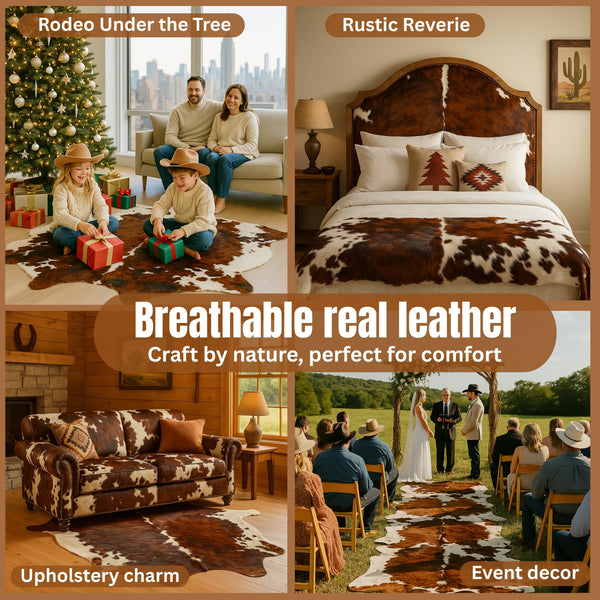 Genuine Cowhide Rug 6x7 ft – Hair On, Western & Rustic Home Decor