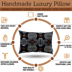 Handmade Velvet Throw Pillow – Geometric Striped, Down Feather Fill