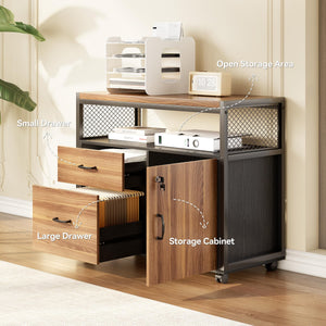 L-Shaped Executive Desk with Lateral File Cabinet