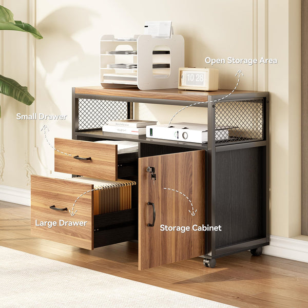 L-Shaped Executive Desk with Lateral File Cabinet