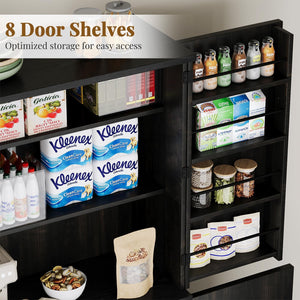 72" Farmhouse Kitchen Pantry Cabinet with Barn Door