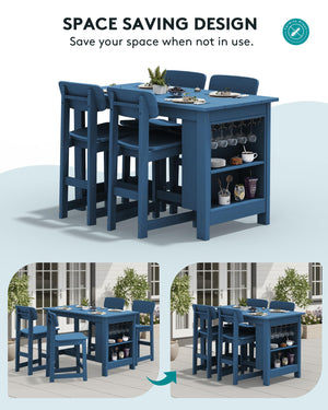 Outdoor Bar Stools Set of 2 with Back – Counter Height HDPE Patio Barstools