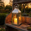 Silver Candle Lanterns Set of 3 – Stainless Steel & Tempered Glass