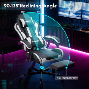 Ergonomic Gaming Chair with Footrest & Lumbar Support
