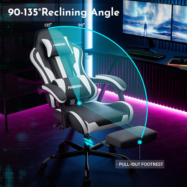 Ergonomic Gaming Chair with Footrest & Lumbar Support