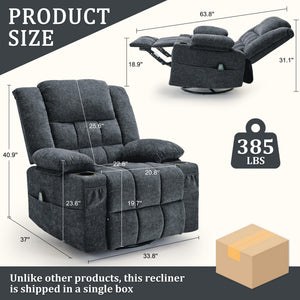 360° Swivel Rocker Recliner with Massage & Heating