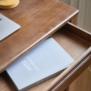 Solid Wood Desk with Drawers – Home Office Writing Desk