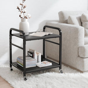 2-Tier Rolling Printer Stand with Lockable Wheels & Adjustable Shelf