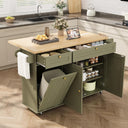 Rolling Kitchen Island Cart with Extendable Table & Power Outlet