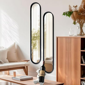 Full Length Oval Wall Mirror with Metal Frame