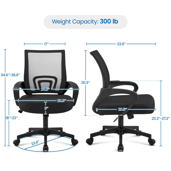 Computer Desk and Ergonomic Chair Set with Drawer & Storage Shelf