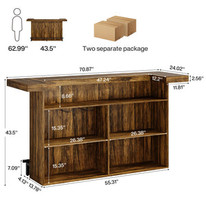 4-Tier Bar Table with Storage Shelves