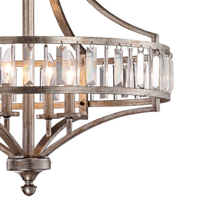 Art Deco Crystal Chandelier – 4-Light Silver Ceiling Fixture